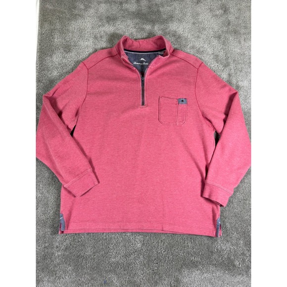 Tommy Bahama Other - Tommy Bahama Mens Coral Pink Heather Quarter Zip Pullover Sweatshirt Large